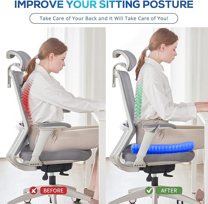 Gel Seat Cushion - Non-Slip Egg Seat Cushion Chair Pads - Office Chair Car Seat Cushion for Sciatica & Back Pain Relief - Coccyx Cushion for Home, Wheelchair, Computer, Desk Chair, Truck - Image 5