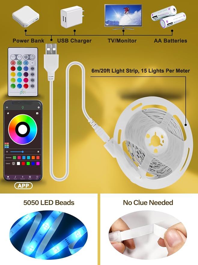 Ledagic 16.4FT USB RGB Led Lights for TV 32-75Inch with Remote, App Control - Image 5