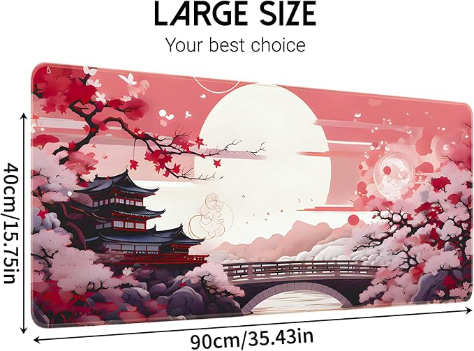 FreeNook Japanese Large Gaming Mouse Pad 35.4 x 15.7 in Computer Mouse Pad Anime Gaming Mousepad, Expanded Architecture Cute Desk Pad with Nop-Slip Suitable for Home Office - Image 2
