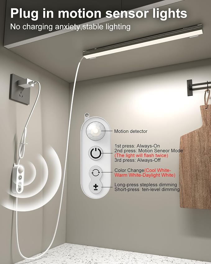 ASOKO Motion Sensor LED Under Counter Light 14.5in 3 Color - Image 2