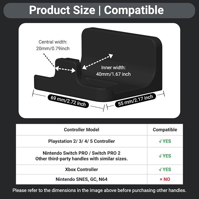 Pegboard Controller Holder Stand for Standard Oval Hole pegboard | Black Compatible with Xbox, Switch and ps Gamepad - Image 3
