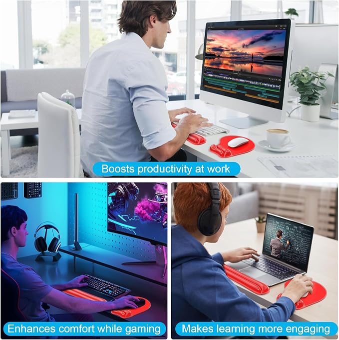 Gel Wrist Rest Mouse Pad Set, Ergonomic Support for Office Gaming - Image 7