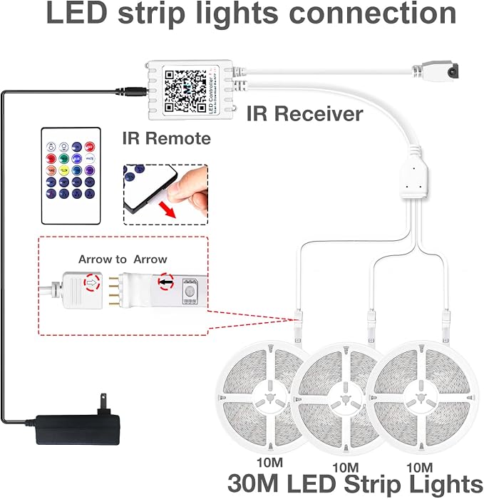 DAYBETTER 100 ft Outdoor Led Strip Lights Waterproof, Smart Light Strips with App Voice Control Remote, 5050 RGB Music Sync Color Changing Led Lights for Bedroom, Room Decor (3 Rolls of 32.8 ft) - Image 7