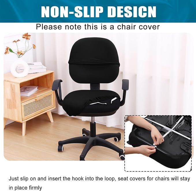 Smiry Stretch Printed Office Computer Desk Chair Covers for Seat & Backrest | Stretch Fit, Soft Fabric Universal Washable Removable, Anti-Dust Rotating Chair Slipcovers Protector - Image 3