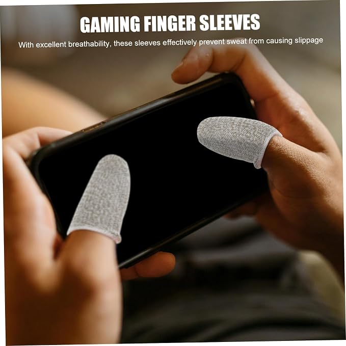 Tofficu Touchscreen Finger Sleeves 10pcs Anti-Sweat Gaming Gloves Breathable Knit Sleeves for Mobile Games Gaming Thumb Guard Enhanced Precision - Image 4
