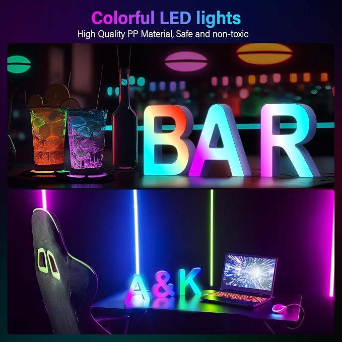 Light Up Letters Marquee Letter LED Lights Music Sync RGB Color Changing - Image 2