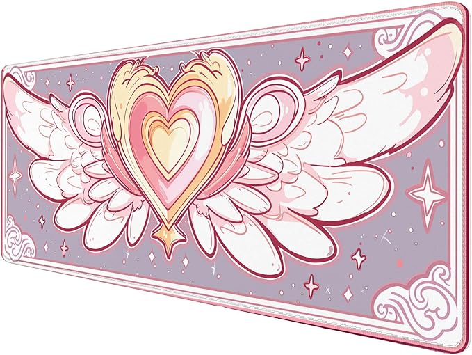 Cute Desk Mat Gaming Mouse Pad Kawaii Pink Anime Star Wings XL Mouse Pad Large Mousepad Extended Laptop Keyboard Mat Gaming Desk Pad Mouse Mat Office Computer Keyboard Laptop Home 31.5"x11.8" by Unknown