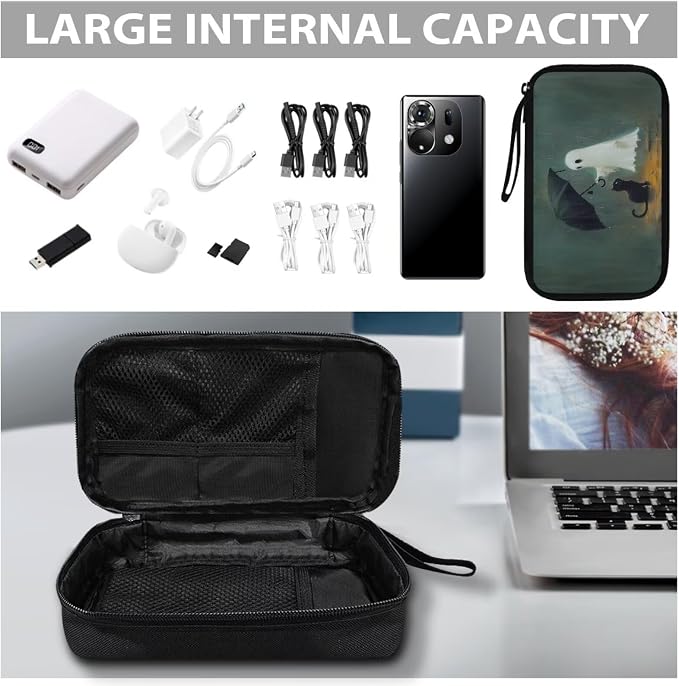 Halloween Ghost and Cat Print Electronic Organizer Travel Organizer Bag Electronics Accessories Cases Storage Bag Waterproof for Cable USB SD Card Power Bank Earphone - Image 7