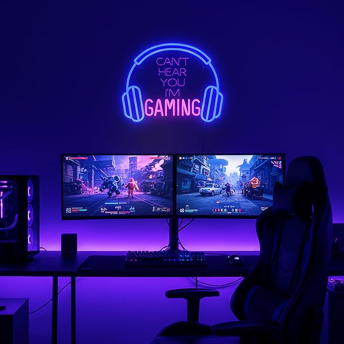 Kavaas Gaming Neon Sign, Can't Hear You I'm Gaming Headset LED Sign for Game Room Wall Decor - Headphone Neon Light Signs - Best Gamer Gifts for Teen Boys, Kids - Image 3