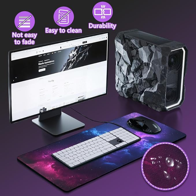 Mouse Pad Gaming - Desk Mat for Keyboard and Mouse - Large Mouse Pads for Desk, Gaming Mousepad with Non-Slip Base, Desks Pad (31.5" X 11.8") for Game, Office and Home - Image 4