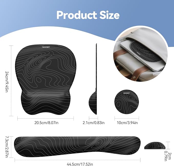 TECKNET Gel Ergonomic Mouse Pad & Keyboard Wrist Rest & Coaster - Image 7