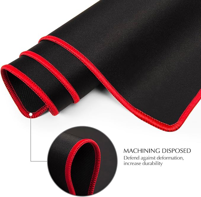 JIALONG Extended Gaming Mouse Pad Keyboard Desk Mat for Gaming & Office | XXL large size; non-slip rubber base; red stitched edges；smooth mouse control; fit for gaming & office use - Image 3