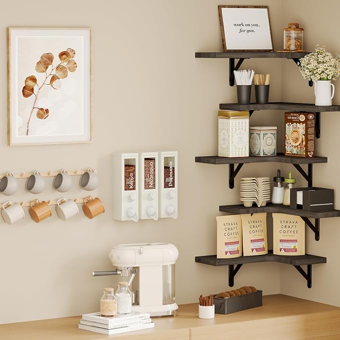 Fixwal Conner Shelves Wall Mounted for Decor, Weathered Grey Set of 5 - Image 7