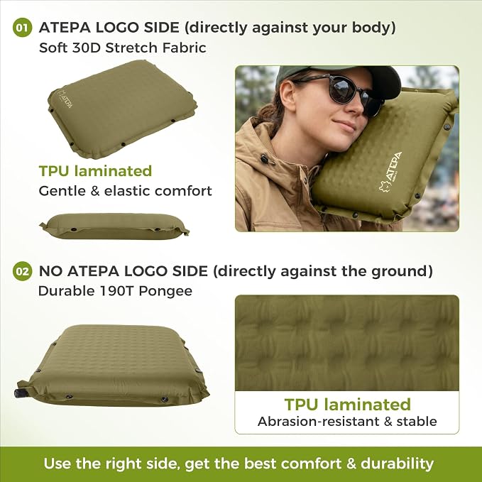ATEPA Inflatable Seat Cushion | 2" & 2.5" Foam Core Seat Pad, Compact, Stadium, Airplane, Travel, Camping, Hiking, Sports Events, Self Inflating - Image 6