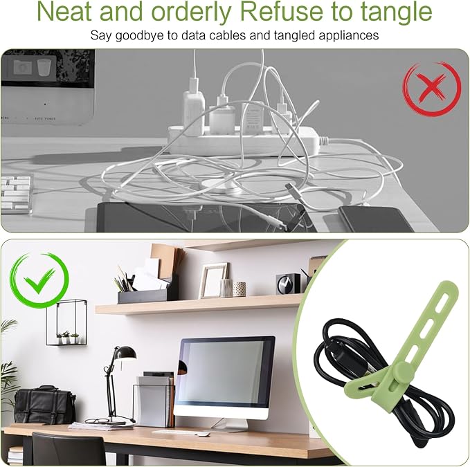 Donruby 24Pcs Silicone Cable Ties, Reusable Cord Organizer Straps, 4 Colors - Image 7
