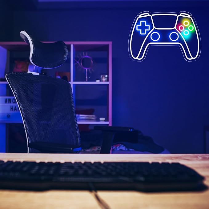Gamer Neon Sign, Gamepad Shaped LED Neon Sign for Gamer Room Decor, Gaming Neon Sign for Boys Room Decor, Neon Gaming Sign for Gaming Wall Decor, USB Powered Gamer Gifts for Teens, Boys, Kids - Image 6