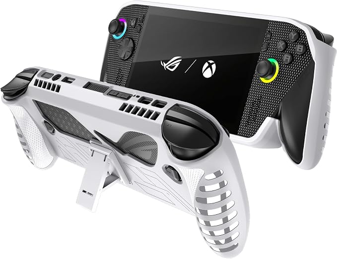 Protective Case with Kickstand for ASUS ROG Xbox Ally X 2025 - Shockproof TPU Cover with Stand, Non - Slip & Anti- Collision Handheld Game Console Accessories (White) by SidunRilax