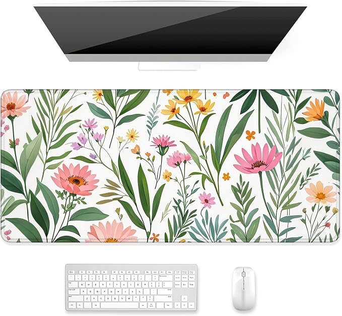 Auhoahsil Desk Mat, Ultra Large Mouse Pad, XXL Gaming Mousepad, Pretty Desk Pad, Big Extended Full Size Desktop Desk Matt for Keyboard, Laptop & Computer, 35.5 x 15.7 in, Tropical Plant by Auhoahsil