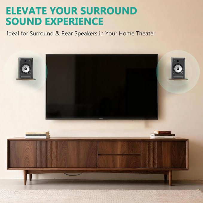 WALI Surround Sound Speaker Wall Mount, 1 Pair Heavy Duty Floating Shelf - Image 2
