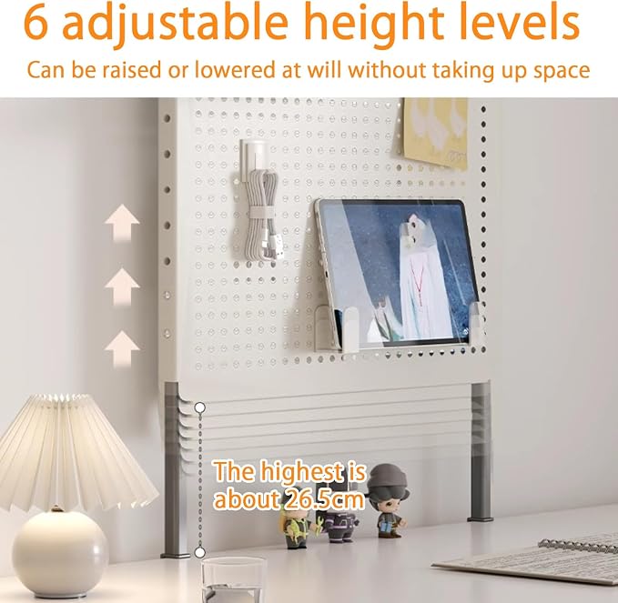 Office Pegboard Wall Organizer, Pegboard Desk with Height Adjustable in 6 Levels, Pegboard Wall Organizer for Wall Organize Home Office and Gaming Setup(Green,60x40cm/23.6x15.7in) - Image 6