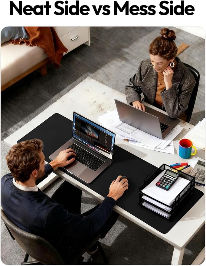 YSAGi Leather Desk Protector, Office Mat, Large Mouse Mat, Non-Slip PU Leather Blotter, Laptop Pad, Waterproof Writing Pad for Office and Home (Black, 47" x 17") - Image 6