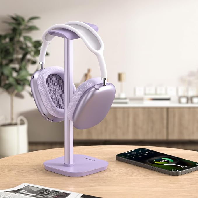 Headphone Stand, Desktop Headset Holder (Purple) Heavy Base Desk Earphone Stand Aluminum Gaming Headset Hanger Rack for AirPods Max, AirPods, AirPods Pro, Beats, Bose - Image 8