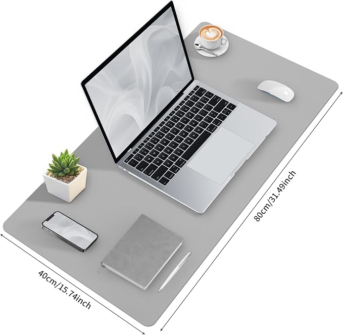 Bloss Large Desk Pad, Grey Desk Mat, Desk Pads on Top of Desks, Computer Mat Non-Slip, Desk Blotter Waterproof, Easy to Clean - Light Grey (31.5 x 15.7 Inches) - Image 6