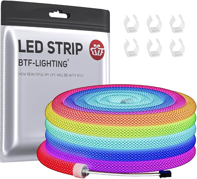 BTF-LIGHTING 9.8FT WS2812B IC RGB Addressable Neon Rope Strip IP67 DC5V by BTF-LIGHTING