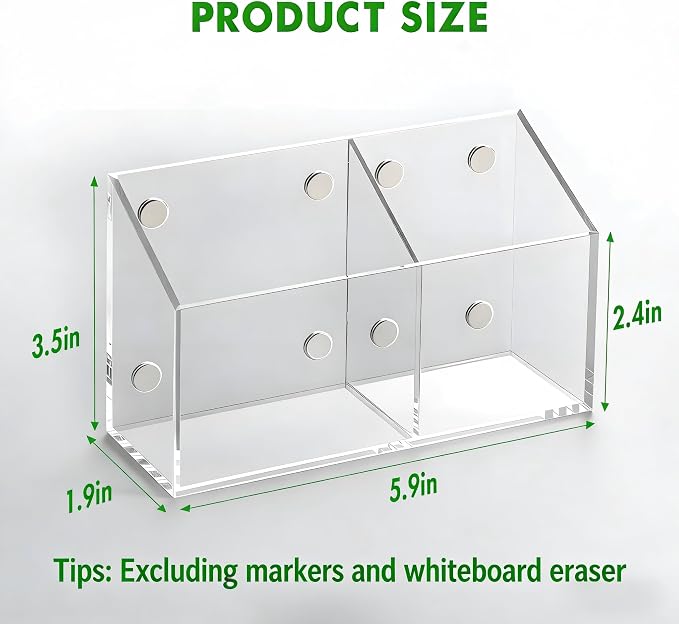 Acrylic Magnetic Pen Holder for Whiteboard,Fridge, School Supplies - Image 7