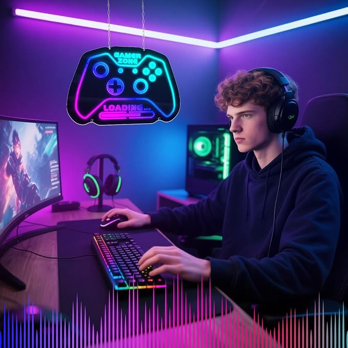 Gamer Neon Sign Gamepad Shaped LED Neon Lights for Gamer/Boys Room Decor Gaming Wall Decor Gamer Gift for Teens, Boys, Kids | USB Powered, Bluetooth APP Control, Music Sync & 210 Scene Modes - Image 5