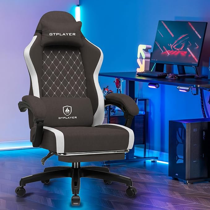 GTPLAYER Gaming Chair, Ergonomic Computer Chair with Footrest and Lumbar Support, High Back Recliner Chair 350lbs, Height Adjustable for Home Office, Brown - Image 2