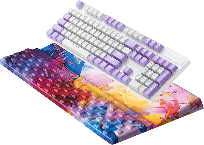 Ospelelf Keyboard Wrist Rest, Ergonomic Memory Foam Wrist Support for Typing & Gaming, Tilted Keyboard Pad, Aesthetic Desk Accessories for Office, Relief for Carpal Tunnel & Wrist Pain, Multicolored by OspelelfOfficeSupplies