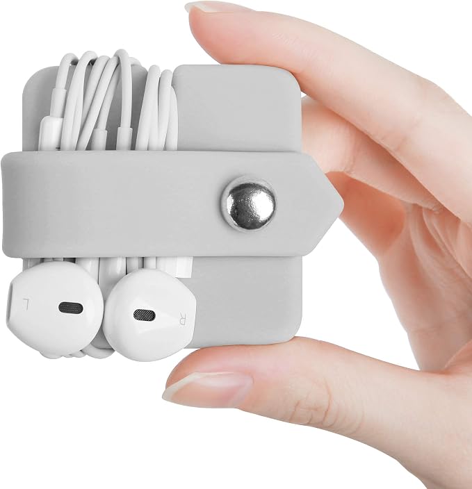 Cord Organizer Earbuds Holder Earphone Wrap Earphones Organizer Headset Headphone Earphone Wrap Winder Cord Manager Cable Winder Gray - Image 2