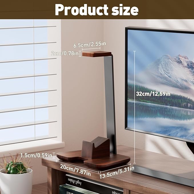 Controller Stand Wood Headphone Stand for Desk Gaming Desk Accessories Controller Holder for Gaming Equipment Headset Holder Gift for Father,Son,Husband,Boyfriend - Image 6