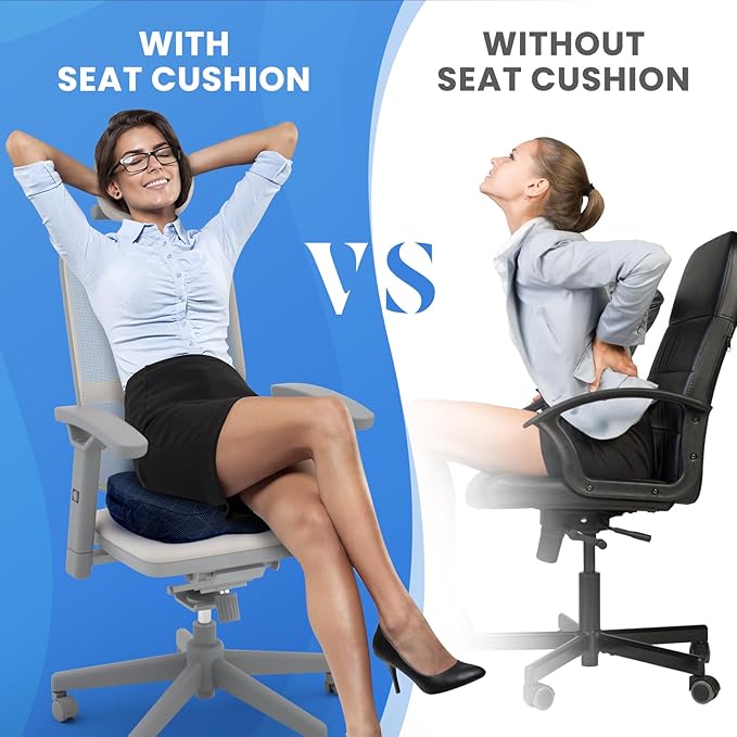 TushGuard Seat Cushion - Memory Foam Cushion for Office Chair, Car Seat, Airplane, Bleacher - Sciatica & Coccyx Pain Relief Desk Chair Cushion for Long Sitting Office Workers, Car Drivers(Blue) | for Car Seat, Airplane, Desk Chair - Sciatica & Hip & Co... - Image 7