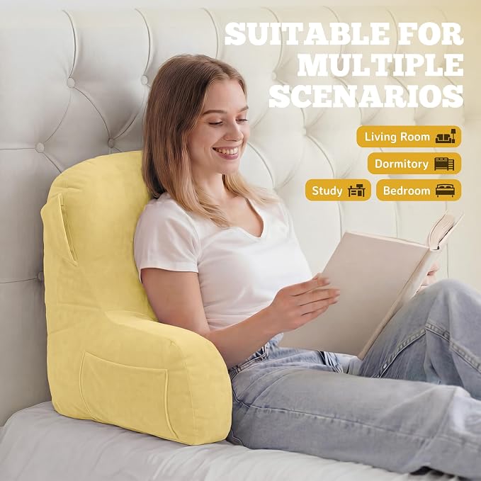 Reading Pillow for Bed,Back Pillow for Bed Sitting Up,Lumbar Support Pillow - Image 3