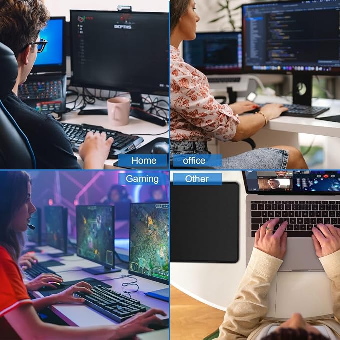 Mouse pad, Gaming Mouse pad with Stitched Edge, Premium-Textured Mousepad | Mouse Pad Large, Water Resist Non-Slip Rubber Base Mouse Pads for Computers, Laptop, Gaming Home Office, 11.8 x 9.9 in, Black - Image 6