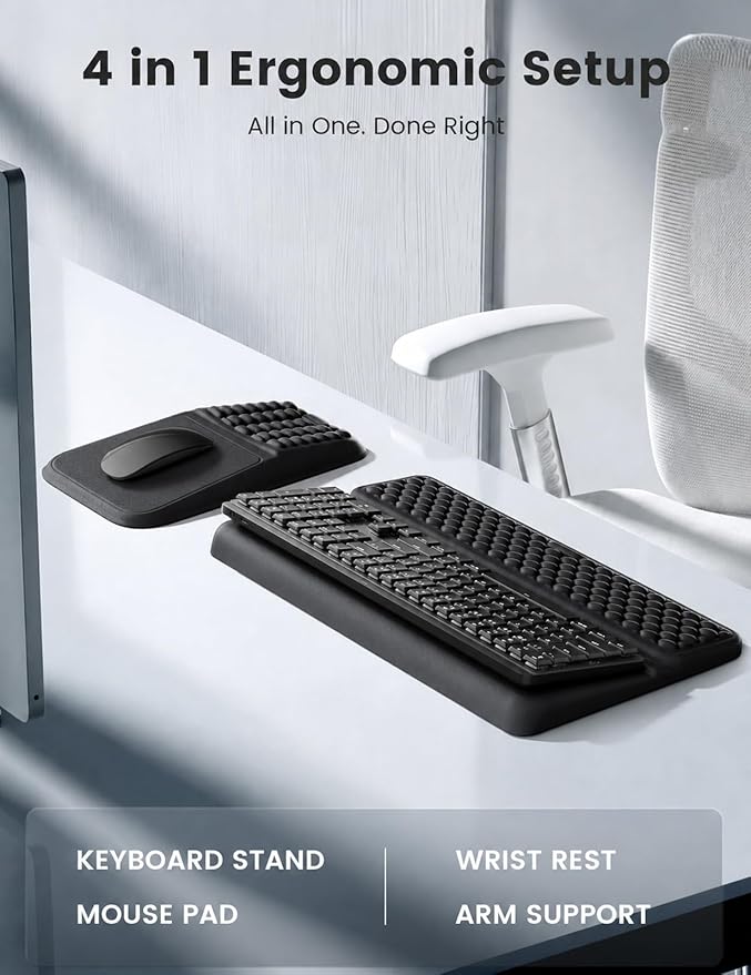 Vaydeer Keyboard Stand and Mouse Pad Set, Soft Memory Foam Wrist Rest - Image 2