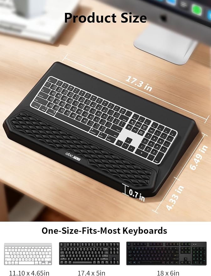 2-in-1 Ergonomic Keyboard Stand with Wrist Rest, Black - Image 4