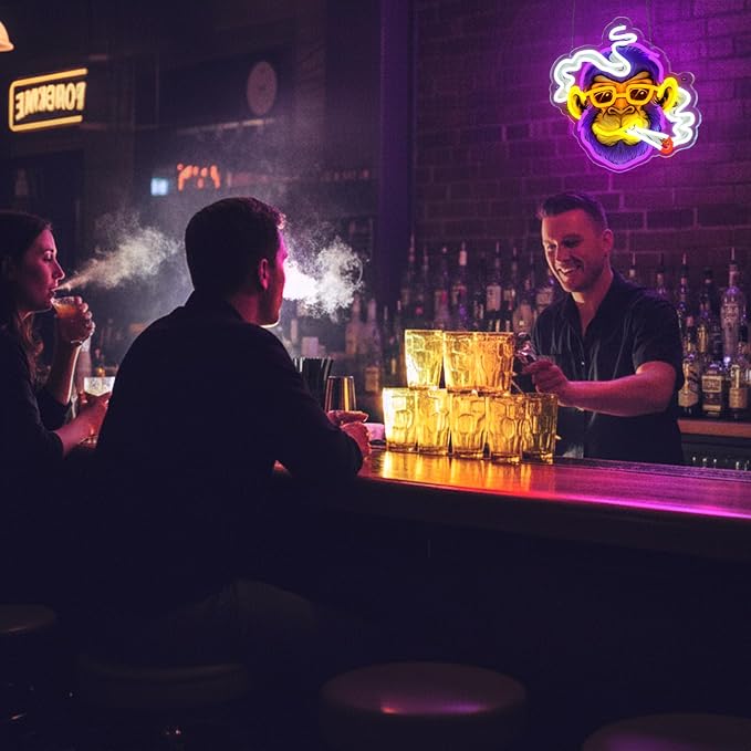 Cool Monkey Neon Sign, Smoking Monkey Led Sign for Wall Decor, Usb Powered Adjustable Brightness Anime Monkey Led Light for Bedroom Bar Pub Game Room Party Man Cave Decor, Unique Gift - Image 7