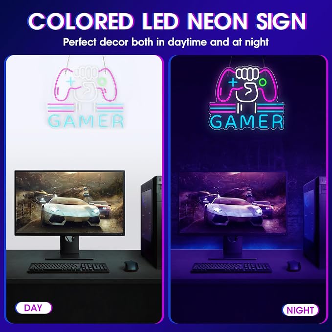 Gamer Neon Sign LED Game Light for Gaming Video Room Bedroom Wall Decor - Image 6