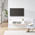 GHC Floating TV Stand, Wall Mounted Entertainment Center and Cabinet Shelf, Media Console for DVD Player, Space-Saving Under TV Shelf for Bedroom, Living Room (White) by GHC