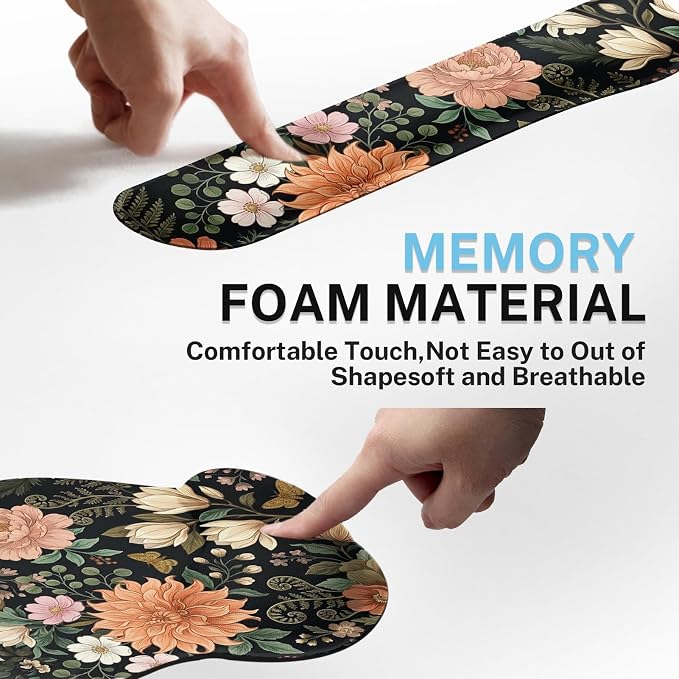 Britimes Ergonomic Mouse Pad Set with Wrist Rest, Floral Flower - Image 6
