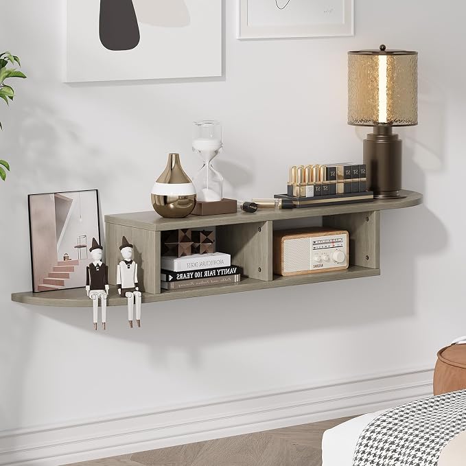 55-Inch Floating TV Stand, Wall Mounted Entertainment Center, Grey - Image 6