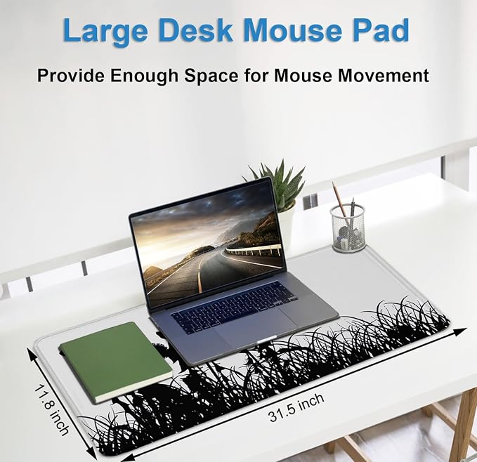 Large Gaming Mouse pad, Waterproof Mousepad with Stitched Edges, Premium Microfiber Cloth Surface, Non-Slip Base Keyboard Desk Mat for Home Office Gaming, Flowers Plants - Image 5