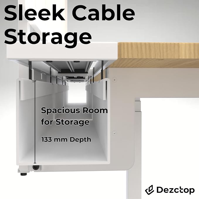 Dezctop Bifrost 120 47W x 28D Gaming PC Computer Desk with Shelves, Large Workstation for Gamers or Home Office with Pegboard, Built-in Cable Management, Stainless Steel Frame (Oak) - Image 5