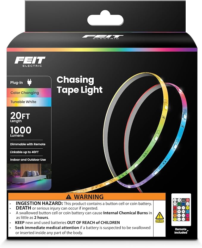 Feit Electric LED Tape Lights RGB Tunable White, Cuttable, Linkable - 20FT by FeitElectricCompany