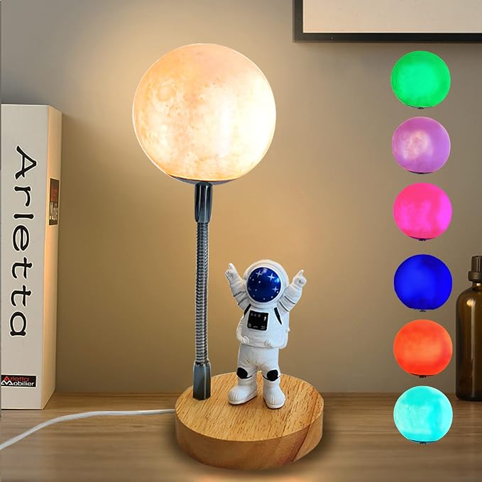 Moon Lamp for Kids, Space Buddy Lights with 7 Color, Astronaut Night Light by WLHONG