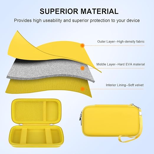 Elonbo Carrying Case for TaddToy/WELLST·G/Beijue/FAMILY POCKET/CCTU/X- JOYKIDS/GREENCREEK/Beico/KAVOYI/GuaiyeyeAP/TEBIYOU Handheld Game Console, Portable Electronic Gaming Player Bag, Yellow - Image 6