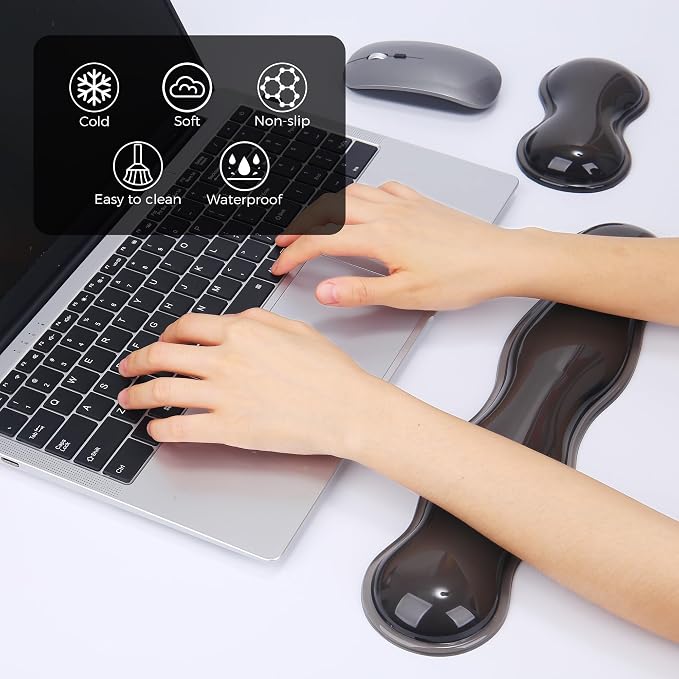 Gel Wrist Rest for Keyboard and Mouse, Wrist Rest for Keyboard, Mouse Wrist Support, Pain Relief, Cool Touch, Non-Skid, Keyboard Wrist pad - Image 2